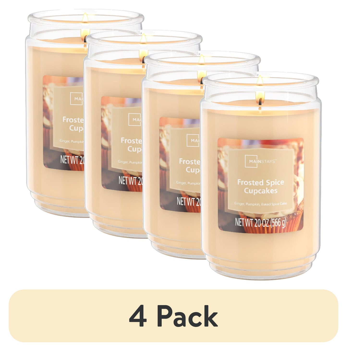 Single-Wick Scented Glass Jar Candle, Frosted Spice Cupcakes, 20Oz.