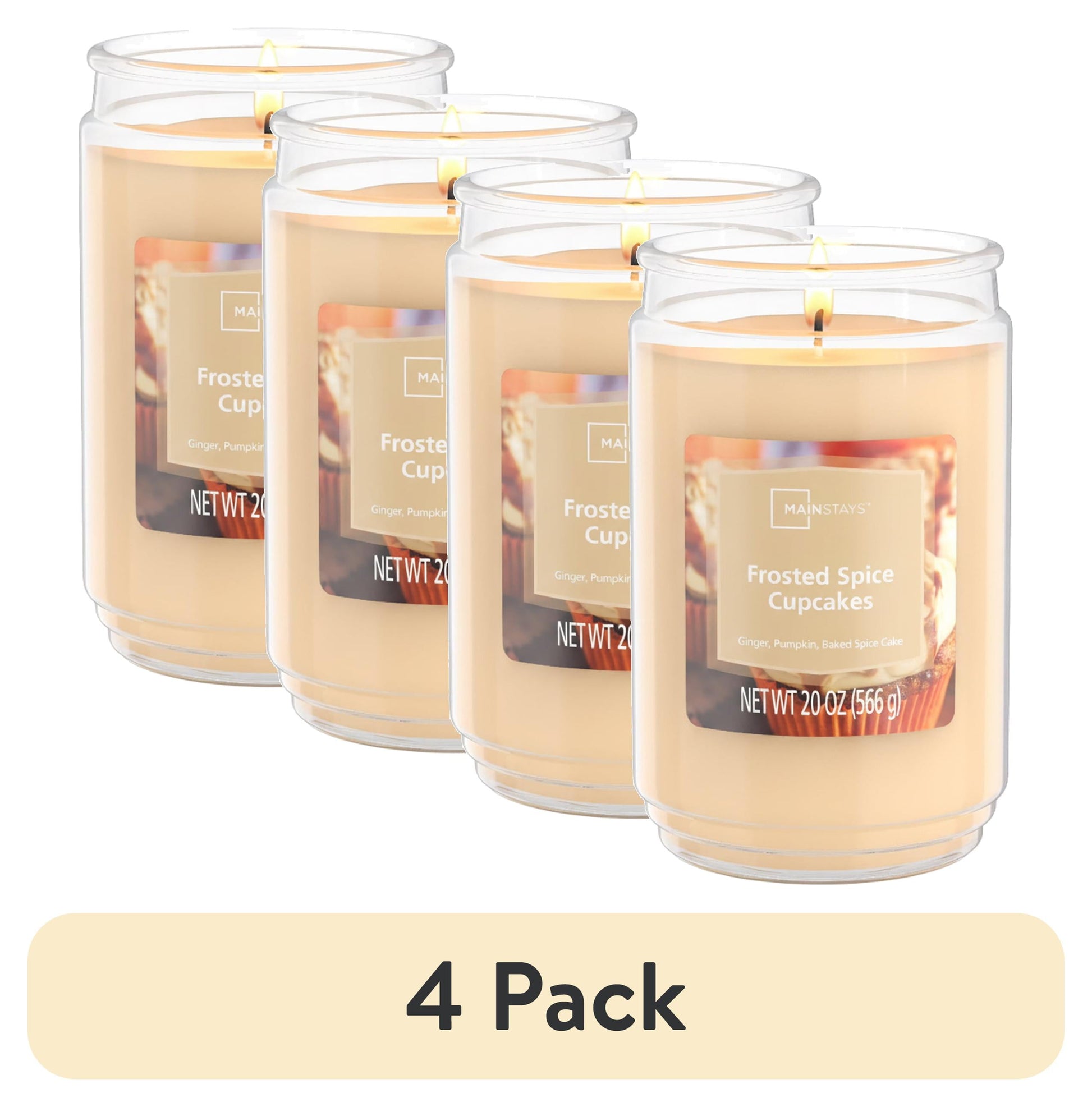 Single-Wick Scented Glass Jar Candle, Frosted Spice Cupcakes, 20Oz.
